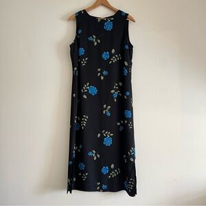Vintage black floral midi dress, Style & Co. Collection, size 12P